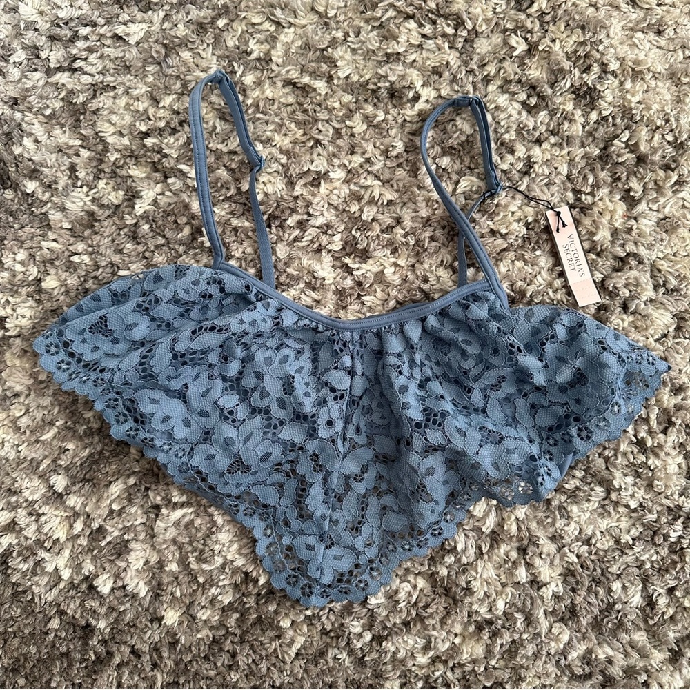 Victoria’s Secret Flounce Ruffle Bralette | Blue | Size S | NWT